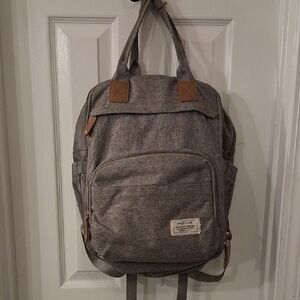 Chic Gray Baby Bag with Tan Accents
